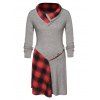 Robe Longueur à Genou à Carreaux avec Boutons de Grande Taille - Gris L
