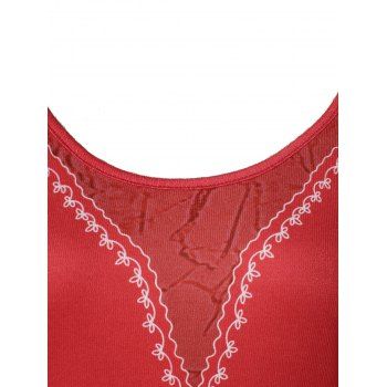 

Lace Insert Tunic Plus Size T-shirt, Red