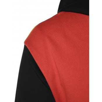 

Color Block Drawstring Long Sleeve Hoodie, Multicolor