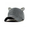 Chapeau de Baseball Oreille de Chat Design - Gris 