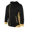 Sweat à Capuche Zippé en Blocs de Couleurs à Cordon - Noir L