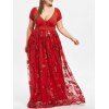 Plus Size Sparkly Sequined Floral Maxi Formal Dress - RED WINE XL