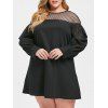 Robe Panenau en Résille de Grande Taille à Manches Bouffantes - Noir L