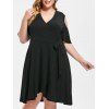 Robe Evasée Ajustée à Epaule Ouverte de Grande Taille - Noir 4X