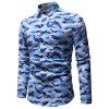 Chemise Camouflage Imprimée à Manches Longues - Bleu Océan 3XL