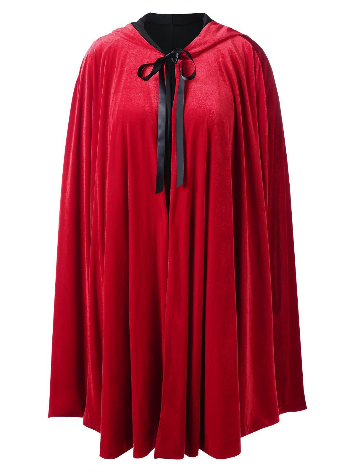 [23 OFF] 2021 Plus Size Hooded Cape Coat In LAVA RED DressLily