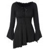 T-shirt Asymétrique à Manches de Cloche - Noir M