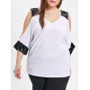T-shirt Embelli de Paillette de Grande Taille à Epaule Dénudée - Blanc 4X