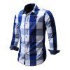 Chemise à manches longues à carreaux avec logo brodé - Bleu 2XL