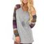 Knit Round Neck Panel Pullover Sweater - LIGHT GRAY M