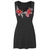 Débardeur Fleur Brodée de Grande Taille Col en Forme de Cœur - Noir 1X
