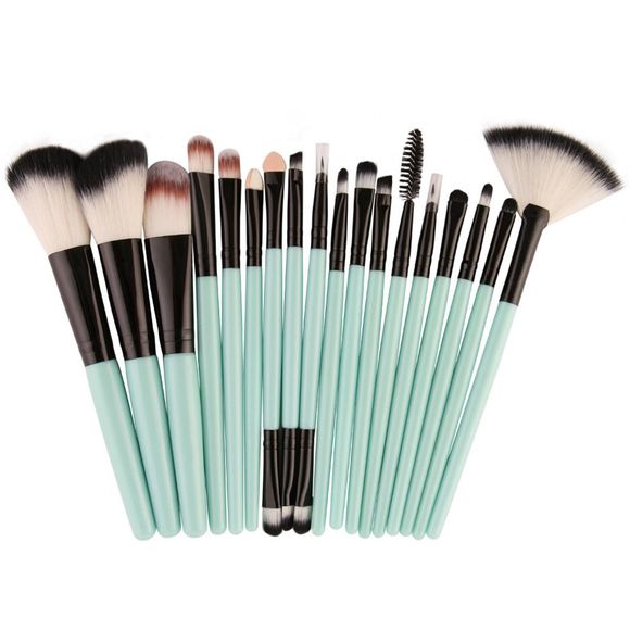 Kit de Pinceaux de Maquillage pour Visage Multifonctions - Noir et Vert 