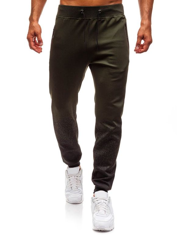 Pantalon de Jogging de Sport en Couleur Dégradée Peinture Imprimée à Pois - Vert Armée S