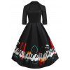 Vintage Piano Key Print Dress - BLACK M