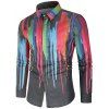 Chemise Peinture Eclaboussée Verticale à Manches Longues - Noir M