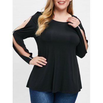 

Plus Size Solid Color Flare T-shirt, Black