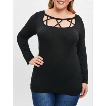 

Plus Size Cut Out Ruched T-shirt, Black