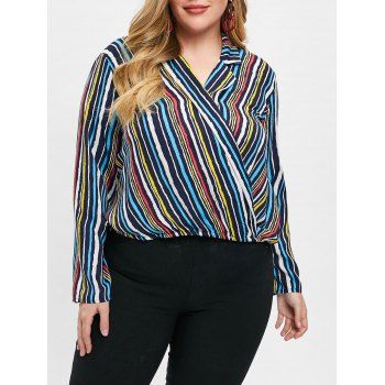 

Striped Plus Size High Low Blouse, Multicolor