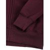 Zip Up Long Sleeve Solid Hoodie - RED WINE XS