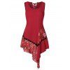 Débardeur Asymétrique Etoile Imprimée de Grande Taille à Lacets - Rouge 1X
