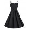 Robe Vintage Ceinturée à Bretelle Fine Style Rock - Noir M