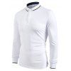 T-shirt Ourlet Rayé à Demi-bouton - Blanc L