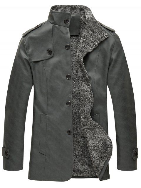 Manteau Col Officier avec Design D'Epaulettes en Simple Boutonnage 