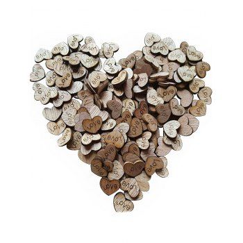  200 Pcs  Love Pattern Wooden Hearts 