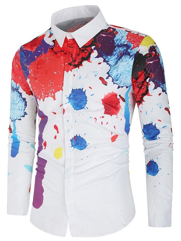 Chemise Boutonnée Peinture à l'Huile Eclaboussée - multicolor XL