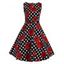 Flower and Polka Dot Print Vintage Dress - multicolor M