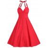 Halter Vintage A Line Dress - RED M