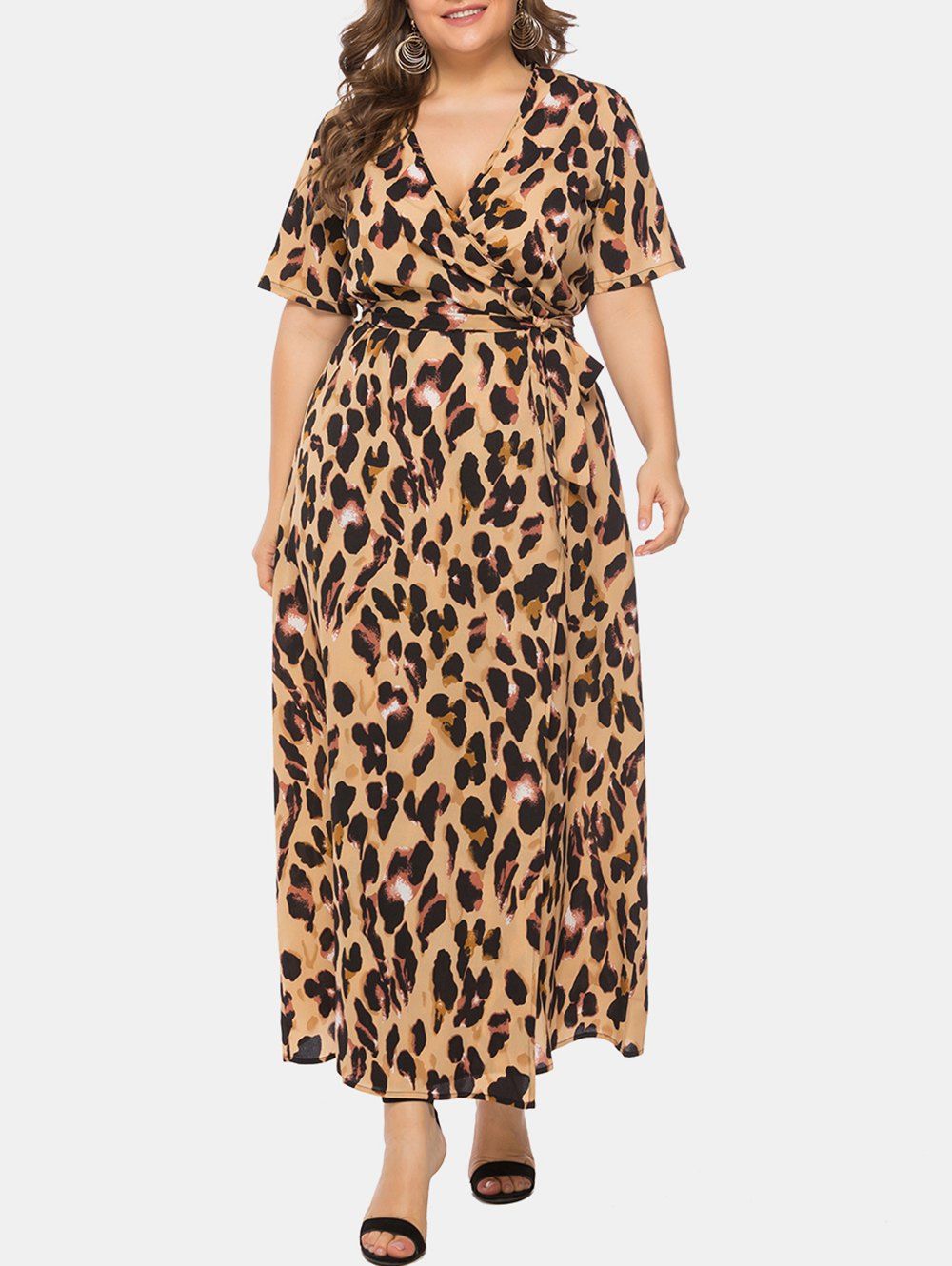 animal print wrap maxi dress