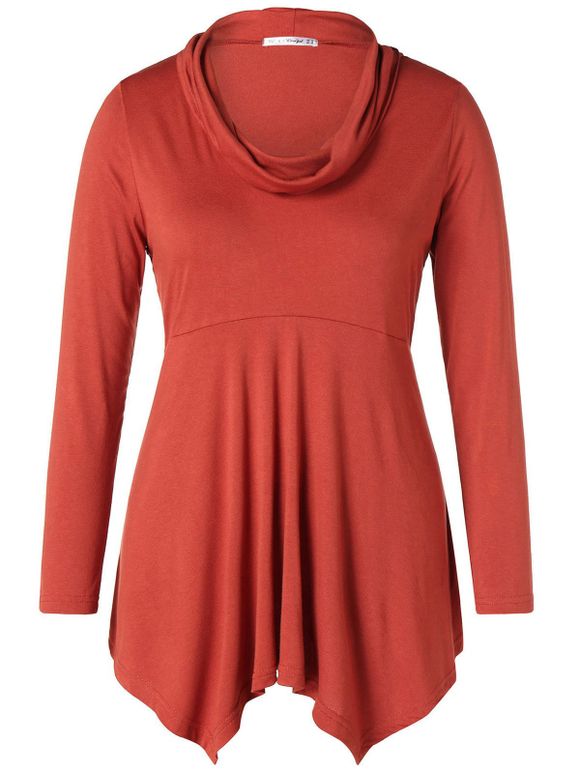 Plus Size Asymmetric High Waist T Shirt - Orange vif 5X