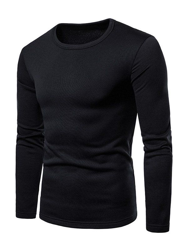 

Basic Solid Color Fleece T-shirt, Black