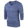 T-shirt Teinté Manches Longues à Col V - Bleu Ardoise Léger 2XL