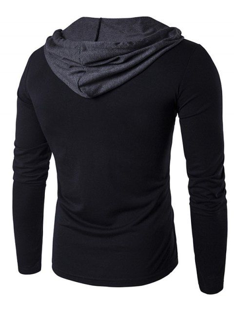 [68% OFF] 2019 Drawstring Hooded Long Sleeve T-shirt In BLACK | DressLily