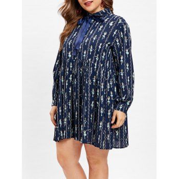 

Plus Size Half Button Printed Shirt Dress, Blue