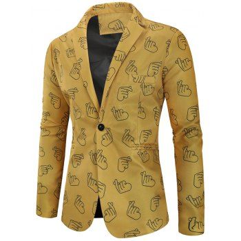 

Valentine's Day Finger Heart Print Casual Blazer, Multicolor