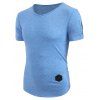 T-shirt Court Zippé à Manches Courtes à Col V - Bleu Cristal 2XL