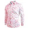 Chemise Barré Coloré Imprimé à Manches Longues avec Bouton Caché Saint Valentin - Rose Cochon S