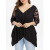 T-shirt Asymétrique de Grande Taille Fausse Deux Pièces - Noir 1X