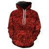 Sweat à Capuche 3D Roses Imprimées pour Saint-Valentin - Rouge Lave XL