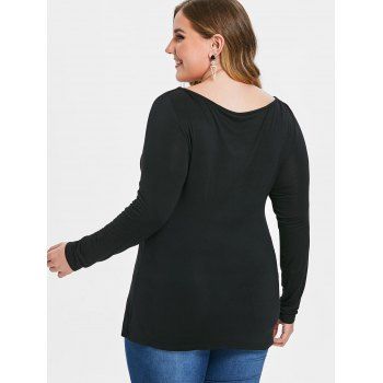 

Plus Size Cut Out Twist Front Solid T-shirt, Black
