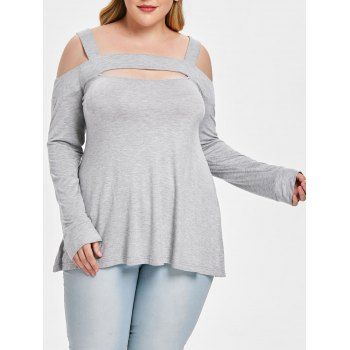 

Plus Size Cut Out Front Off Shoulder T-shirt, Gray goose
