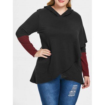 

Plus Size Hit Color Tulip Hoodie, Black