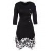 T-shirt Tunique Plissé à Ourlet en Dentelle de Grande Taille - Noir 2X