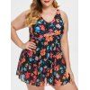 Maillot de Bain Panneau en Maille Fleuri Imprimé de Grande Taille - multicolor L