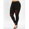 Legging Déchiré Panneau à Carreaux de Grande Taille - Noir 1X