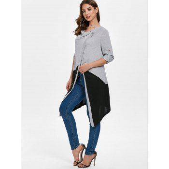 

Two Tone Draped Cardigan, Gray goose