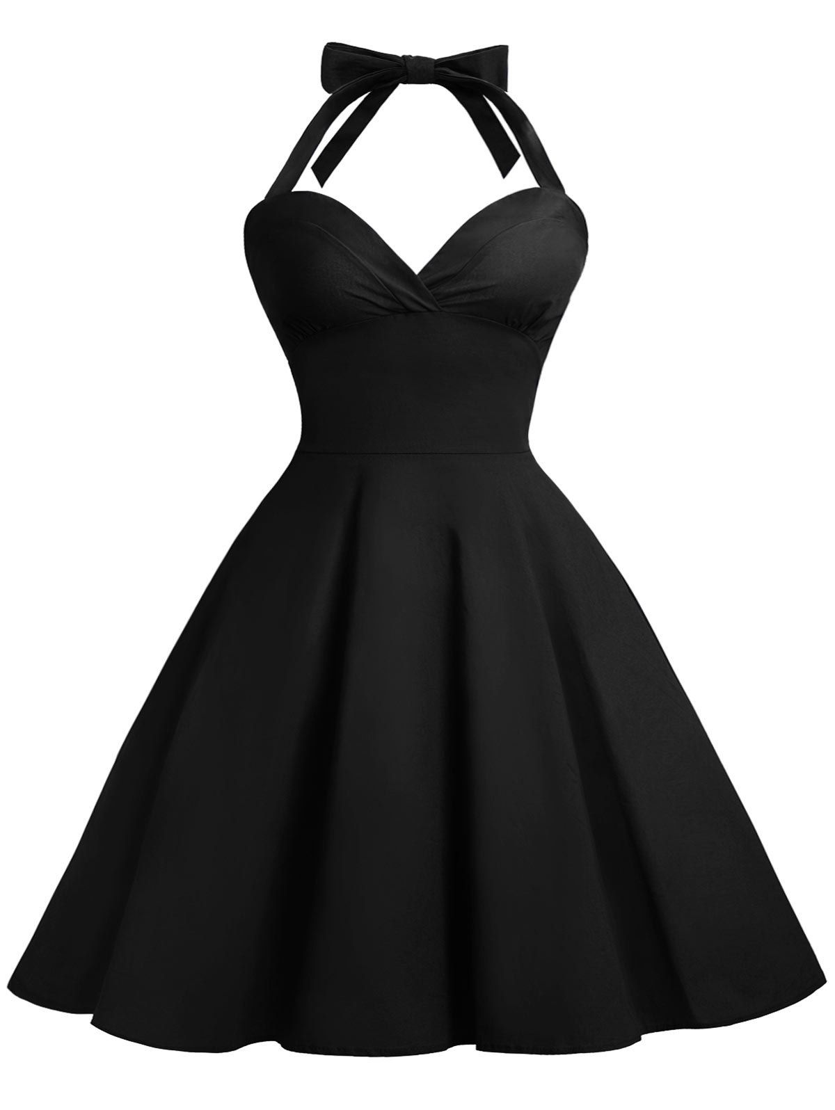 Halter Vintage A Line Dress - BLACK L